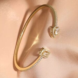 Stillness s. Wedding bridal lux crystal diamond Gold Bangle Bracelet